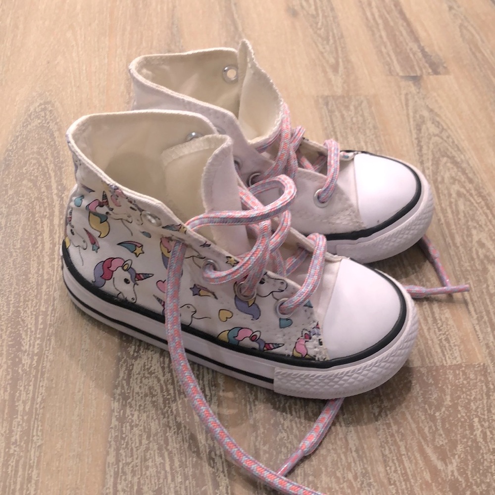 Unicorn + rainbow girls converse high-top
